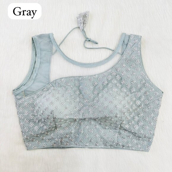 CHIKANKARI WORK BLOUSE - Picture 6 of 8